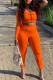 Tangerine Red Sexy Sportswear Print Patchwork Oblique Collar Long Sleeve Two Pieces