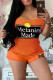 Orange Casual Living Print Vests Spaghetti Strap Sleeveless Two Pieces