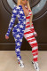 Blue Red Sexy Street Print Patchwork Zipper Skinny Jumpsuits