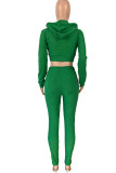 Pink Casual Solid Patchwork Zipper Hooded Collar Long Sleeve Two Pieces