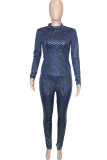 Black Casual Sportswear Solid Patchwork O Neck Long Sleeve Two Pieces