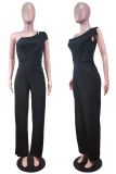 Pink Fashion Solid Patchwork Off the Shoulder Boot Cut Jumpsuits