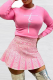 Pink Casual Print Patchwork O Neck Long Sleeve Two Pieces