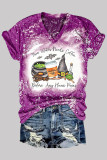 Red Fashion Casual Print Basic O Neck T-Shirts