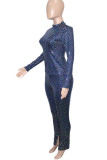 Black Casual Sportswear Solid Patchwork O Neck Long Sleeve Two Pieces