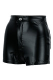 Black Fashion Casual Solid Basic Skinny High Waist Shorts