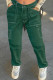 Green Fashion Casual Solid Patchwork Regular High Waist Straight Trousers