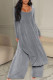 Grey Casual Solid Patchwork Asymmetrical O Neck Long Sleeve Two Pieces