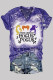 Dark Purple Fashion Casual Print Basic O Neck T-Shirts