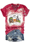 Red Fashion Casual Print Basic O Neck T-Shirts