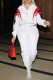 White Casual Sportswear Print Patchwork Zipper Long Sleeve Two Pieces