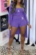 Purple Fashion Casual Print Letter Cardigan Collar Long Sleeve Three Pieces