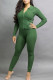 Green Casual Solid Patchwork Turndown Collar Long Sleeve Two Pieces