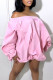 Pink Casual Solid Patchwork Off the Shoulder One Step Skirt Dresses