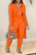 Orange Casual Print Patchwork Spaghetti Strap Long Sleeve Three Pieces