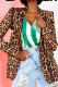 Brown Casual Print Patchwork Turn-back Collar Outerwear