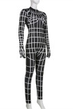 Black Fashion Casual Print Patchwork Turtleneck Skinny Jumpsuits