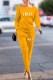 Earth Yellow Fashion Casual Print Letter Boat Neck Long Sleeve Two Pieces