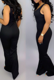 Rose Red Sexy Solid Patchwork U Neck Boot Cut Jumpsuits