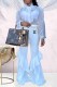 White Fashion Elegant Print See-through Letter Ribbon Collar Long Sleeve Two Pieces
