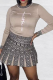Silver Gray Casual Print Patchwork O Neck Long Sleeve Two Pieces