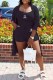 Black Fashion Casual Print Letter Cardigan Collar Long Sleeve Three Pieces