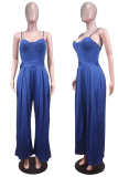 Yellow Sexy Solid Patchwork Spaghetti Strap Boot Cut Jumpsuits