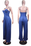 Yellow Sexy Solid Patchwork Spaghetti Strap Boot Cut Jumpsuits