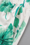 Red Sexy Print Patchwork Turndown Collar Short Sleeve Two Pieces
