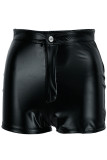 Black Fashion Casual Solid Basic Skinny High Waist Shorts