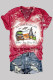 Red Fashion Casual Print Basic O Neck T-Shirts