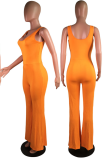 Rose Red Sexy Solid Patchwork U Neck Boot Cut Jumpsuits