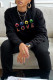 Black Fashion Casual Print Patchwork O Neck Long Sleeve Two Pieces