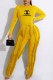 Yellow Fashion Street Print Letter O Neck Long Sleeve Two Pieces