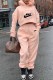 Pink Fashion Casual Print Letter Hooded Collar Long Sleeve Two Pieces