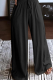Black Casual Solid Patchwork Loose High Waist Wide Leg Solid Color Bottoms