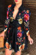 Black Pink Fashion Casual Print Patchwork Turndown Collar Long Sleeve Dresses