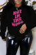 Black Fashion Daily Print Patchwork Letter O Neck Tops