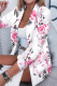 White Casual Print Patchwork Turn-back Collar Outerwear