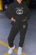 Black Fashion Casual Print Letter Hooded Collar Long Sleeve Two Pieces