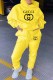 Yellow Fashion Casual Print Letter Hooded Collar Long Sleeve Two Pieces