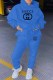 Blue Fashion Casual Print Letter Hooded Collar Long Sleeve Two Pieces