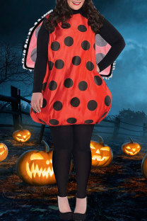 Red Halloween Fashion Casual Cosplay Striped Print Costumes