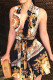 Black Yellow Fashion Casual Print Patchwork V Neck Sleeveless Dress