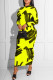 Yellow Fashion Casual Print Basic O Neck Long Sleeve Dresses