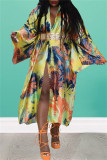 Multicolor Fashion Casual Print Patchwork Cardigan Outerwear