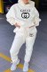 White Fashion Casual Print Letter Hooded Collar Long Sleeve Two Pieces
