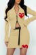 Khaki Fashion Street Print Patchwork Zipper Collar Long Sleeve Two Pieces