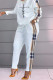 White Black Fashion Casual Print Patchwork O Neck Long Sleeve Two Pieces