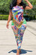 Grass Green Fashion Sexy Print Bandage Backless Asymmetrical Strapless Sleeveless Two Pieces